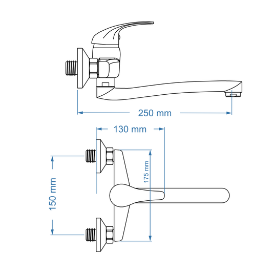 Sink Mixer Wall Type – Pisces II, Icon Range, Conventional Kitchen Tap, Matt Black Finish