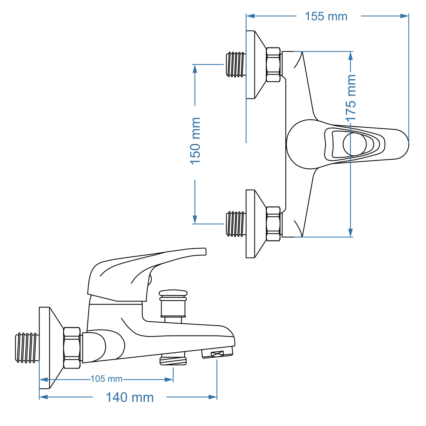 Bath Mixer – Pisces Loop Icon Range CP, Conventional Bathroom Tap