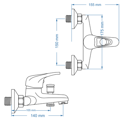 Bath Mixer – Pisces Loop Icon Range CP, Conventional Bathroom Tap