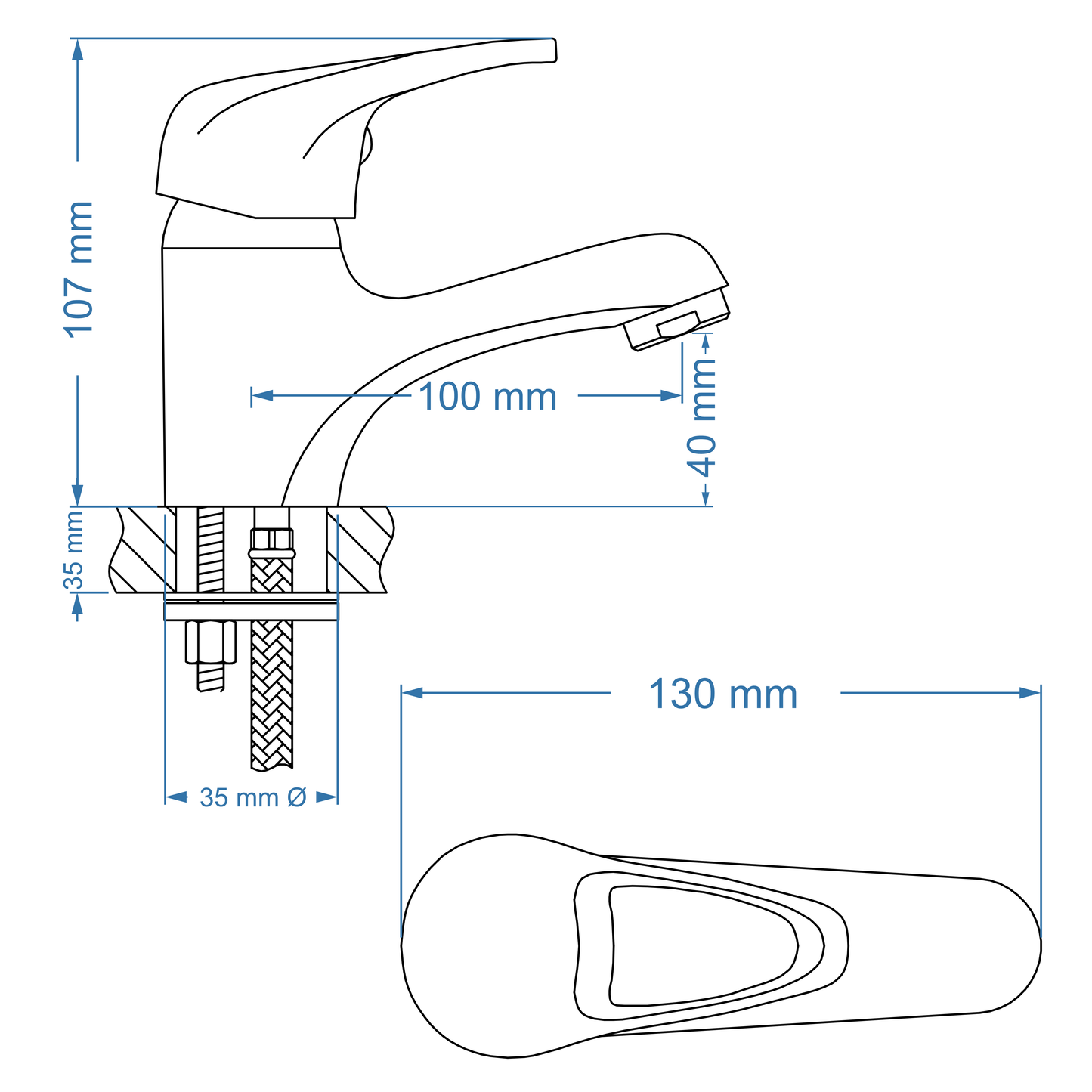Basin Mixer – Pisces Loop Icon Range CP, Conventional Bathroom Tap