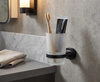 Toothbrush Holder - Raven Bathroom Accessory Icon Conventional Range in Black, (L) 6.7cm | (W) 9.5cm | (H) 9.8cm