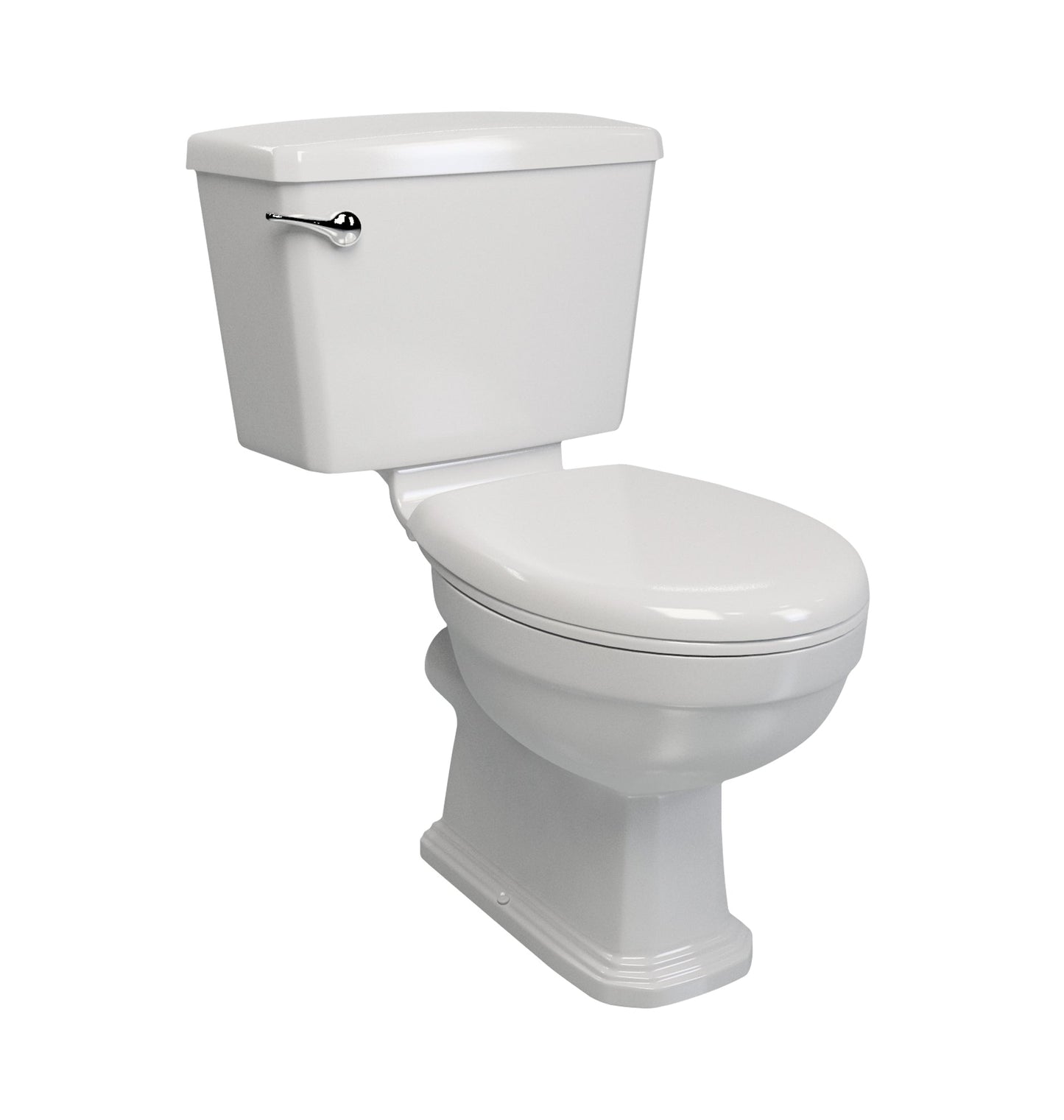Close Coupled Suite Roxton - Lecico, Polished White, Front Flush, Incl Mech, No Seat (Incl Pan Fixations), (L) 68.4cm | (W) 48.7cm | (H) 76.6cm