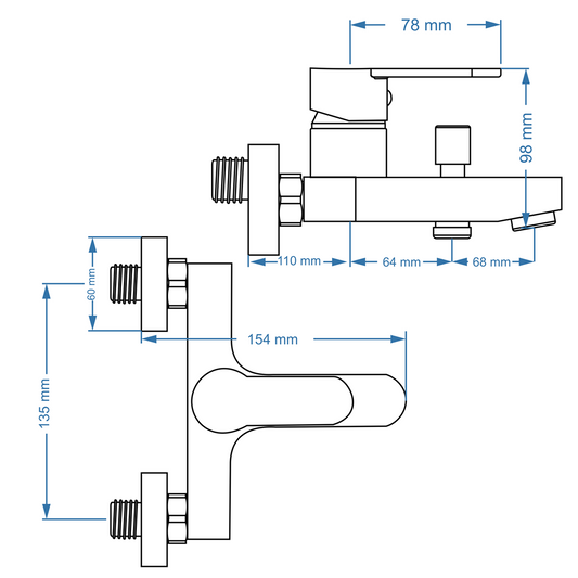 Bath Mixer – Sagittarius Icon Range, Brushed Gold Finish