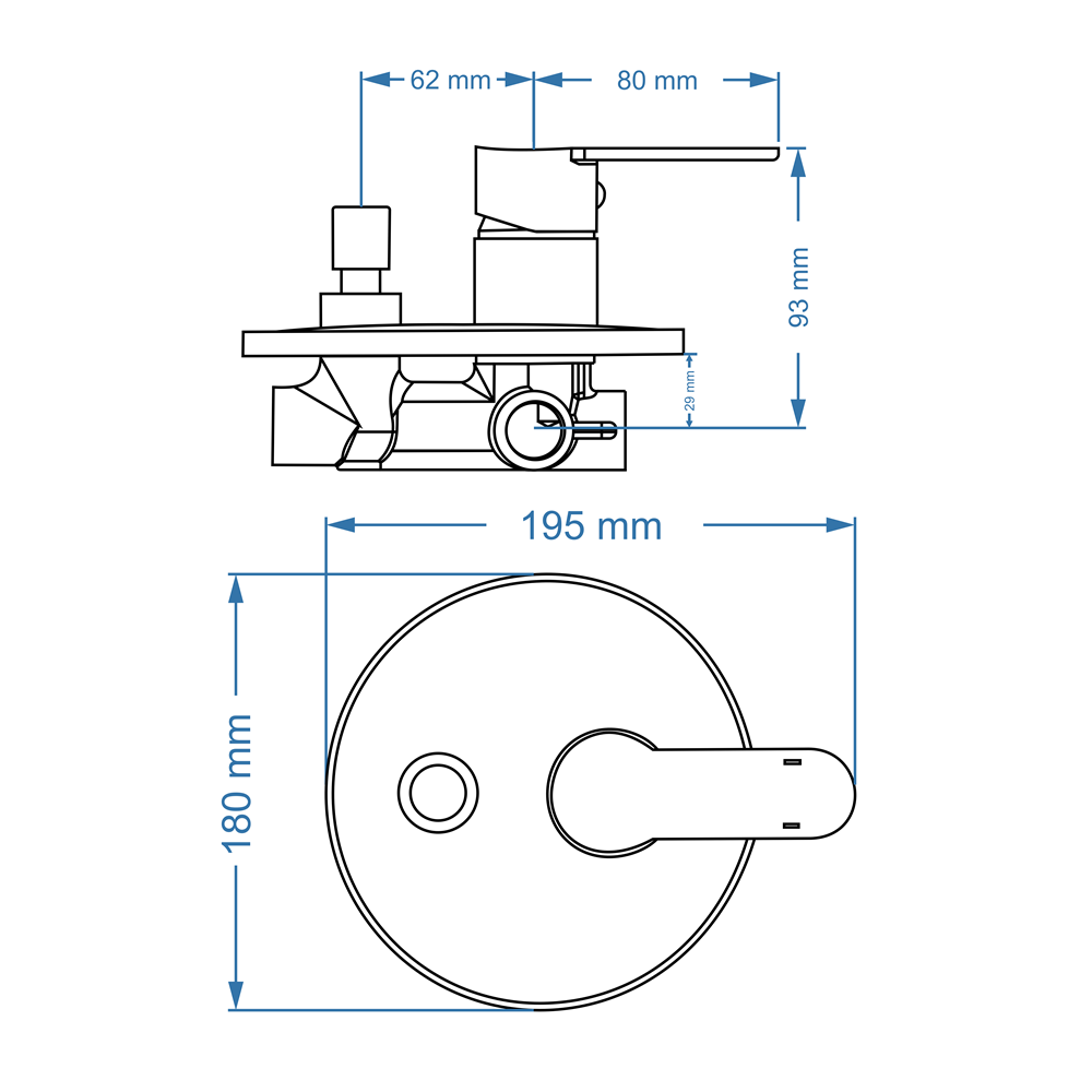 Shower/Bath Mixer/Concealed Divertor Mixer – Sagittarius Premium Icon Range, Matt Black Finish