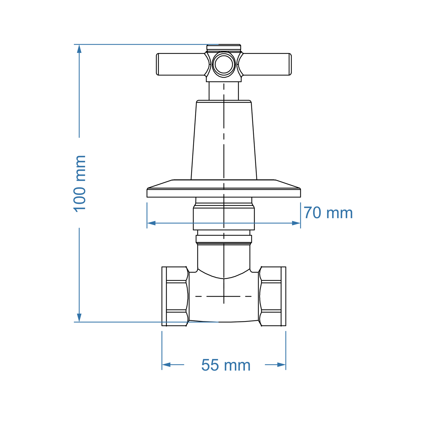 Undertile Stoptap 1/2" FxF – Scorpio Icon Range, Conventional Bathroom Tap