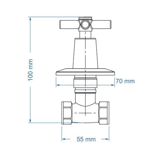 Undertile Stoptap 1/2" FxF – Scorpio Icon Range, Conventional Bathroom Tap