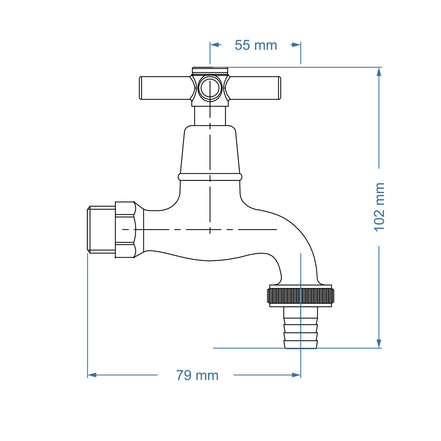 Hosebib tap 1/2"x3/4" – Scorpio Icon Range, Conventional Bathroom Tap