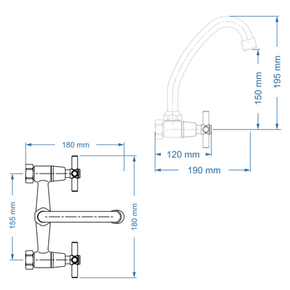 Sink Mixer Wall Type – Scorpio Icon Range, Conventional Kitchen Tap