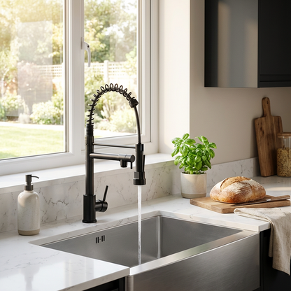Sink Mixer Deck Type Dual Arm – Icon Range, , Matt Black Finish