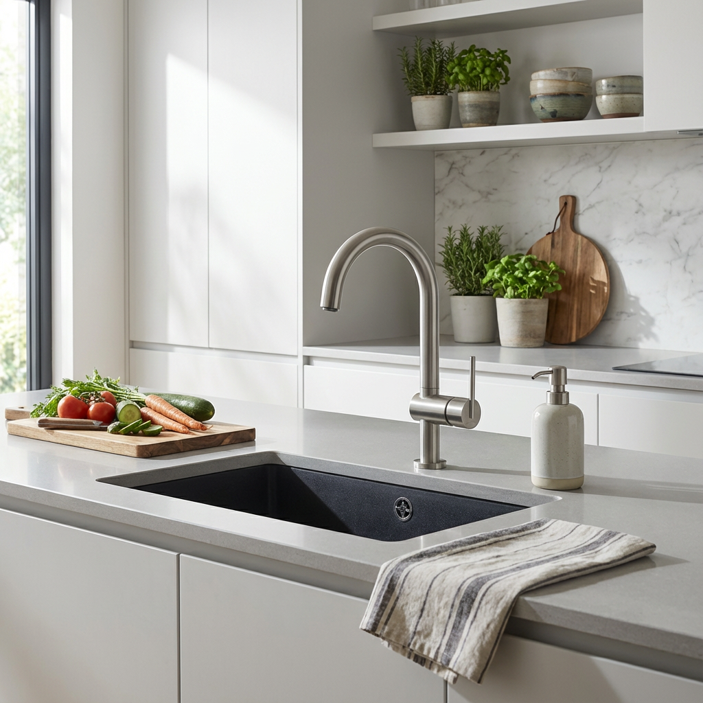 Sink Mixer Deck Type – Icon Range, Brushed Stainless Steel Finish
