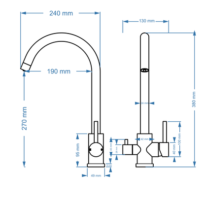 Sink Mixer Deck Type with Purifier Tap – Icon Range, , Matt Black Finish