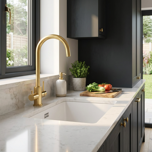 Sink Mixer Deck Type with Purifier Tap – Icon Range, Brushed Gold Finish