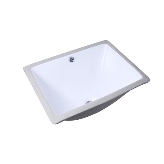 Basin Undercounter Sotto – Lecico, Rectangular, Ceramic, 0 Tap Hole, White, (L) 34cm | (W) 46.5cm | (H) 20cm
