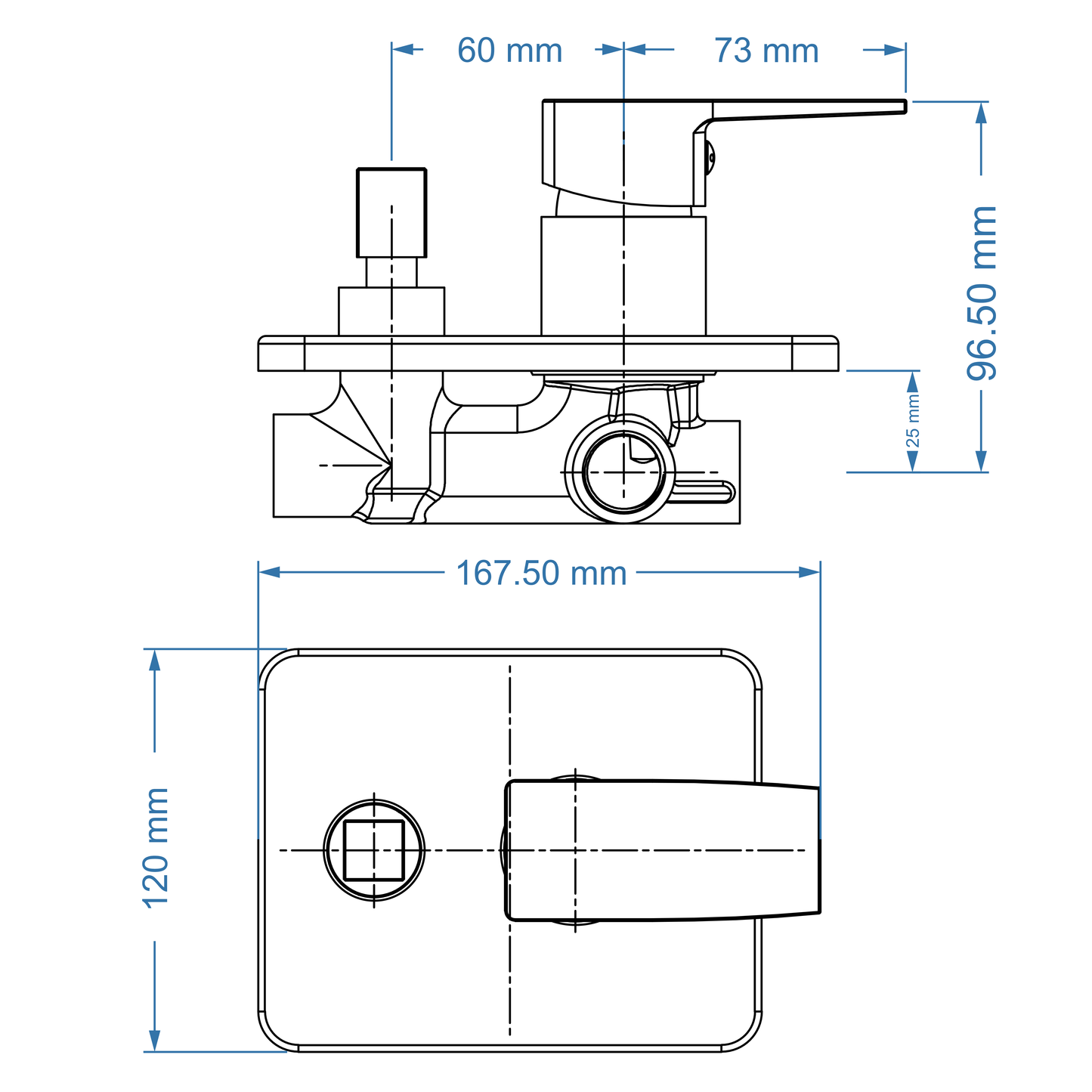 Shower/Bath Mixer/Concealed Divertor Mixer – Studio Icon Range, Modern Bathroom Tap