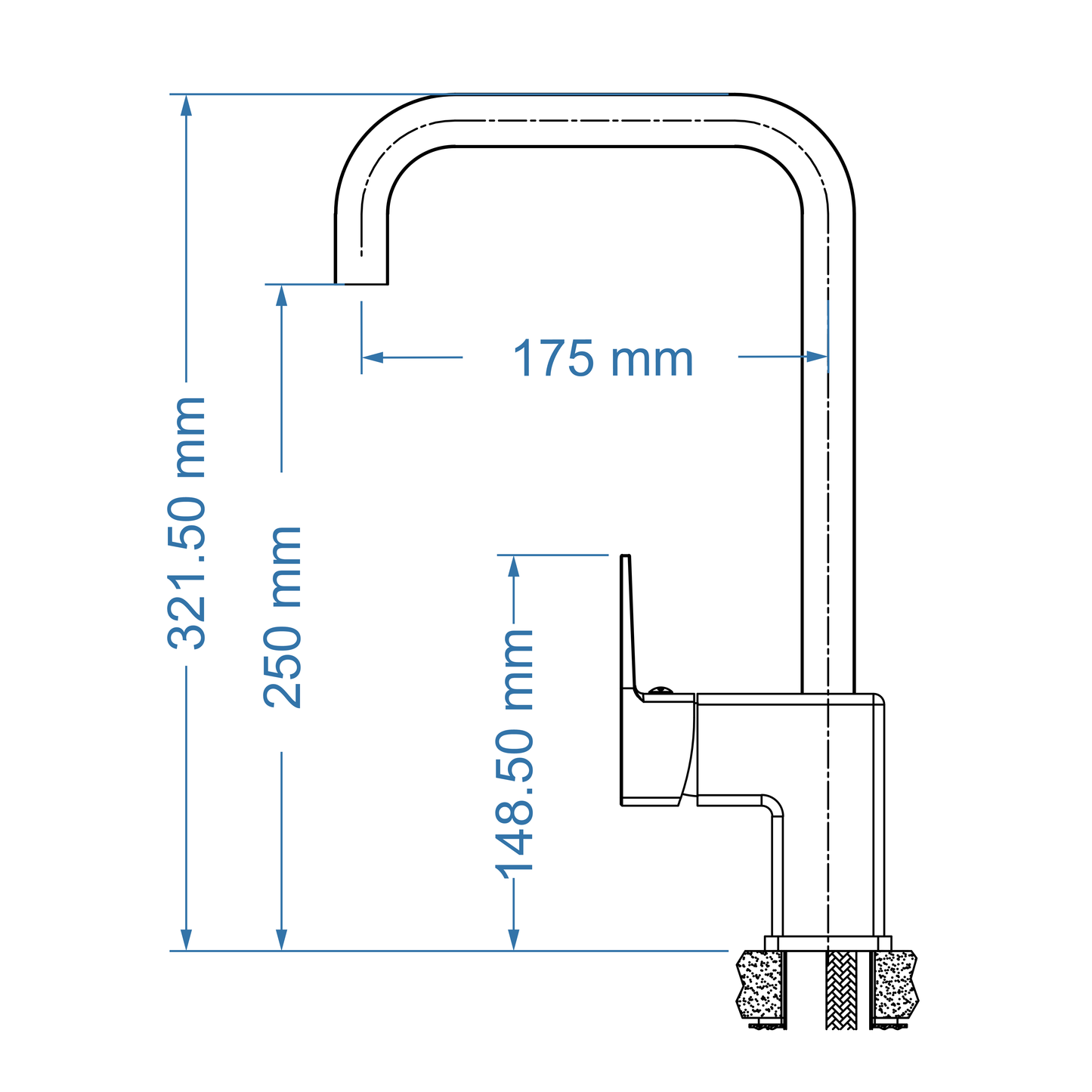 Sink Mixer Deck Type – Studio Icon Range, Modern Kitchen Tap, Matt Black Finish