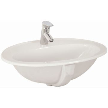 Basin Drop-In Sumaya – Lecico, Oval, Ceramic, 1 Tap Hole, White, (L) 46cm | (W) 57cm | (H) cm