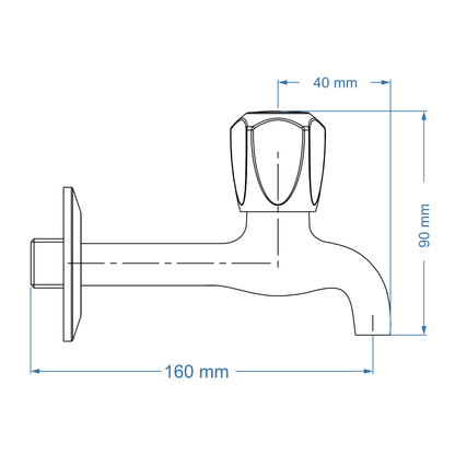 Bibtap tap 1/2" Extended Body – Taurus Icon Range, Conventional Bathroom Tap