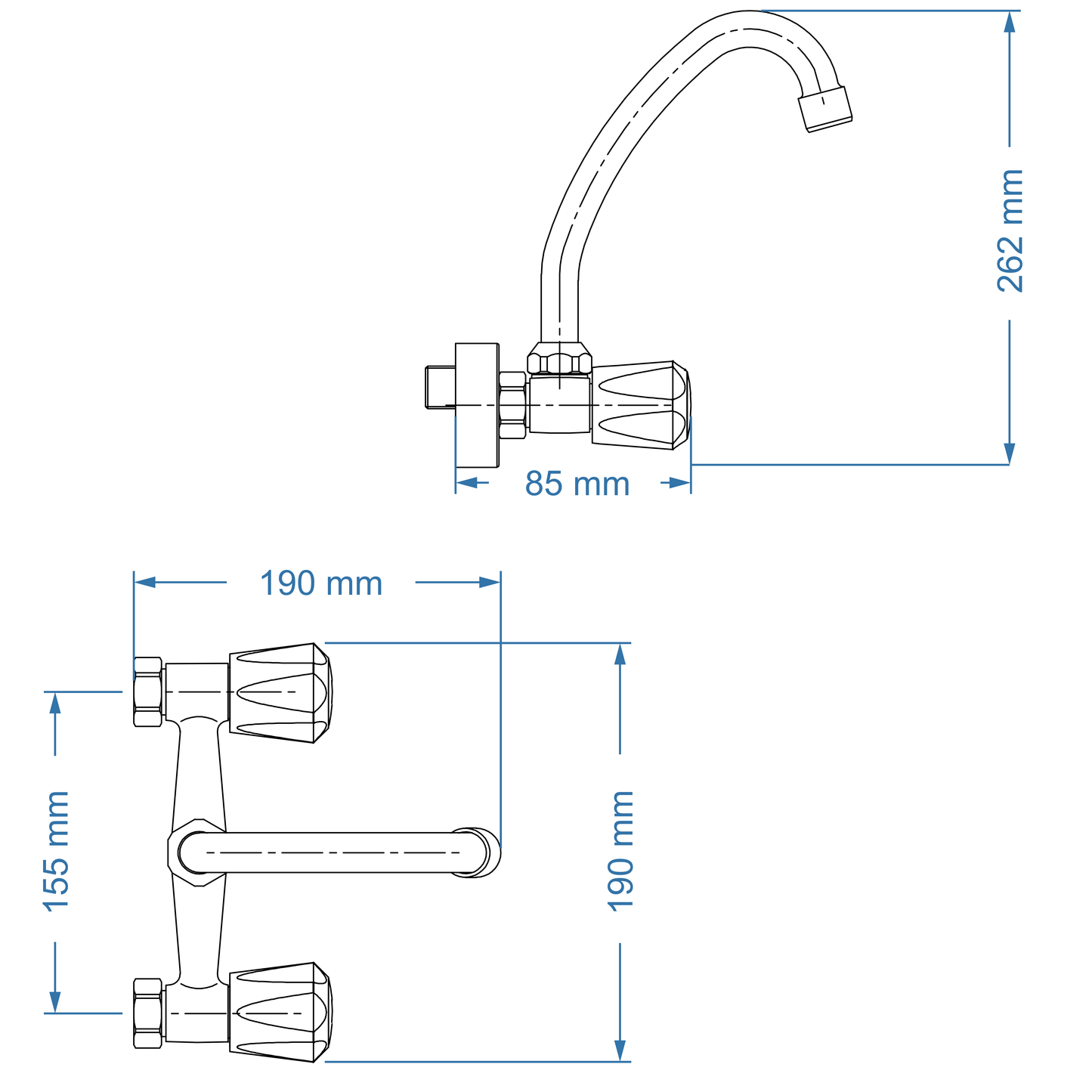Sink Mixer Wall Type – Taurus Icon Range, Conventional Kitchen Tap
