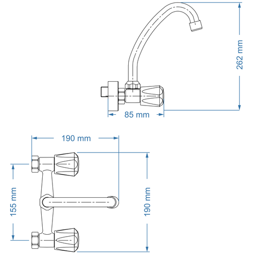Sink Mixer Wall Type – Taurus Icon Range, Conventional Kitchen Tap