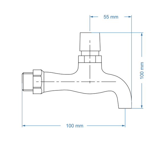 Demand Tap - Bibtap, Chrome Finish, 1/2"