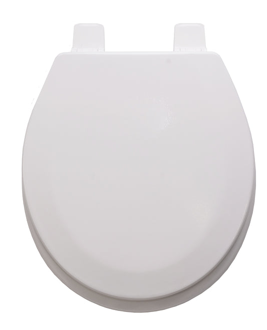 Toilet Seat - White Wooden MDF with Nylon Hinges and Standard Closing