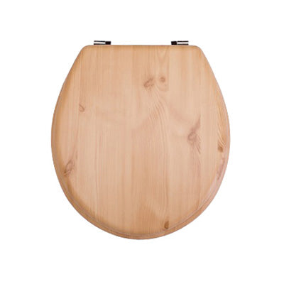 Toilet Seat - Pine Wooden with Chrome Plated Hinges, Premium Icon Range