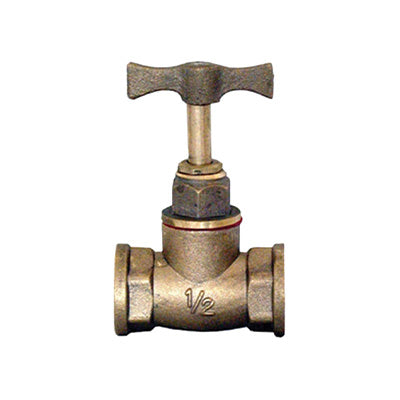 Stop Tap - Brass, FxF, Light Pattern, 1/2"