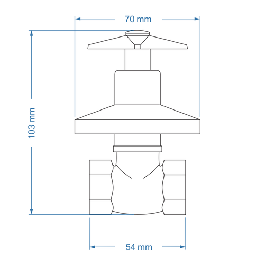 Undertile Stoptap 1/2" FxF – Gemini Icon Range, Conventional Bathroom Tap