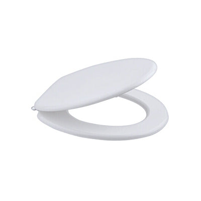 Toilet Seat - White Wooden with Chrome Plated Hinges, Premium Icon Range