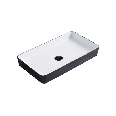 Basin Free Standing Onyx – Ceramic, Icon Premium Range, White and Black 2 tone design, (L) 61cm | (W) 34.5cm | (H) 11cm