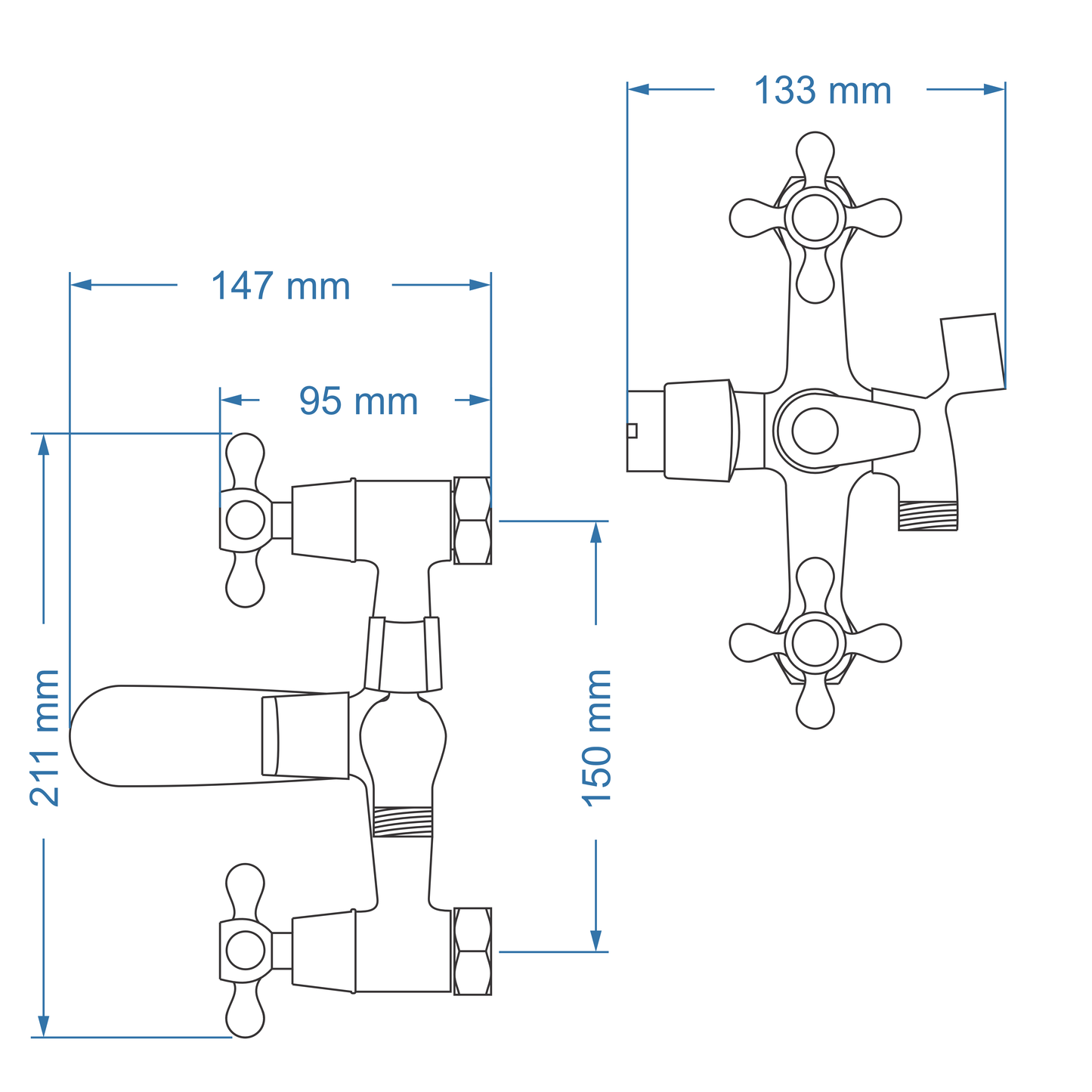 Bath Mixer – Victory Icon Range, Conventional Bathroom Tap