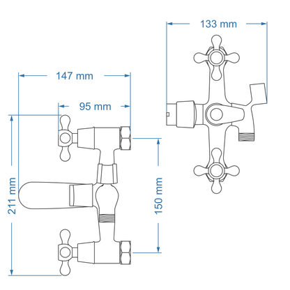 Bath Mixer – Victory Icon Range, Conventional Bathroom Tap