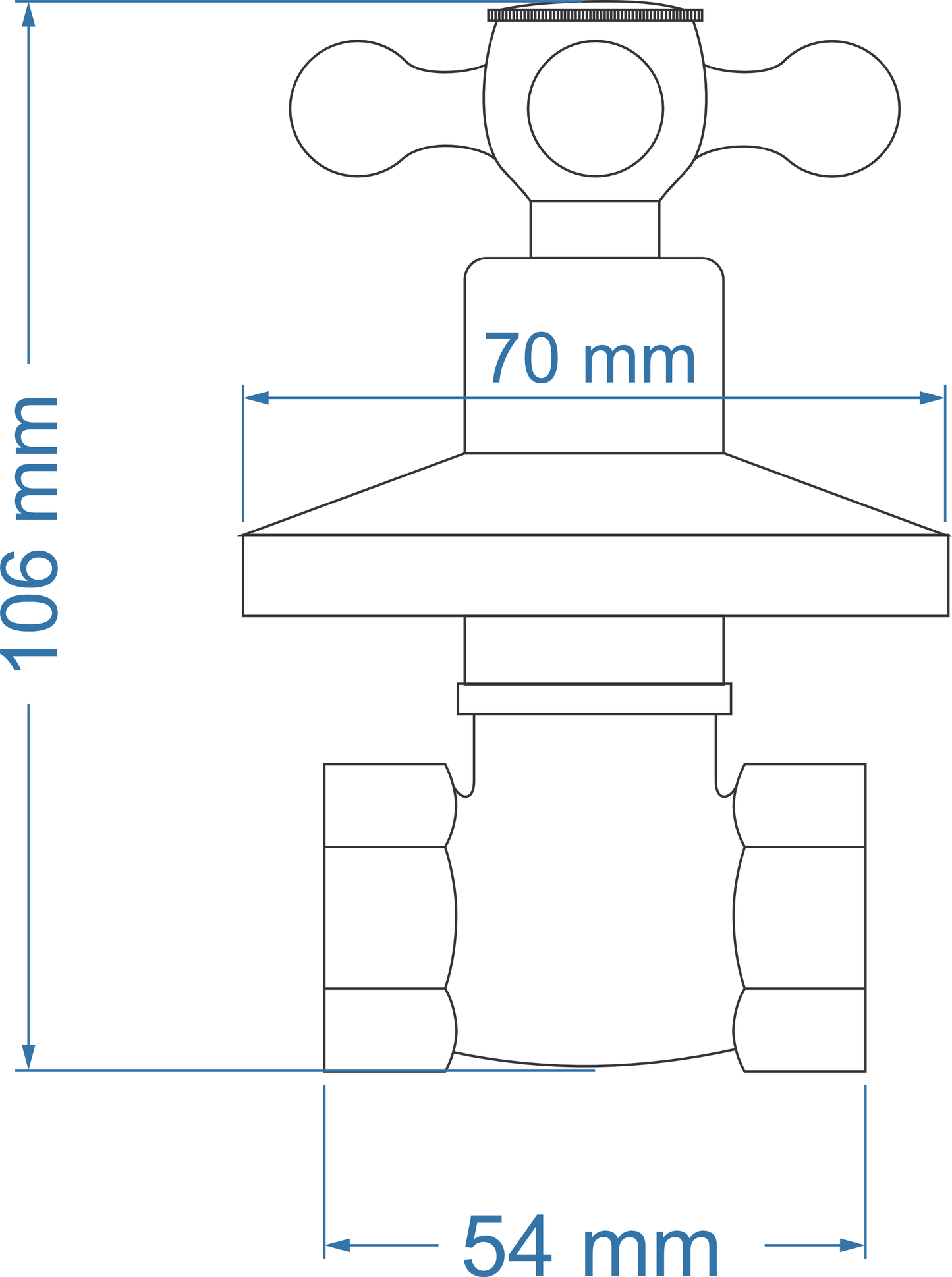 Undertile Stoptap 1/2" FxF – Victory Icon Range, Conventional Bathroom Tap
