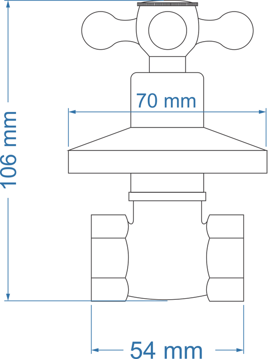 Undertile Stoptap 1/2" FxF – Victory Icon Range, Conventional Bathroom Tap