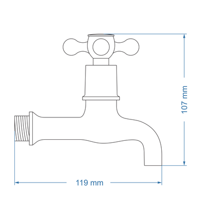 Bibtap tap 1/2" Short Body – Victory Icon Range, Conventional Bathroom Tap