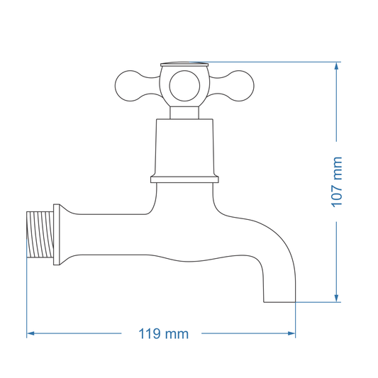 Bibtap tap 1/2" Extended Body – Victory Icon Range, Conventional Bathroom Tap