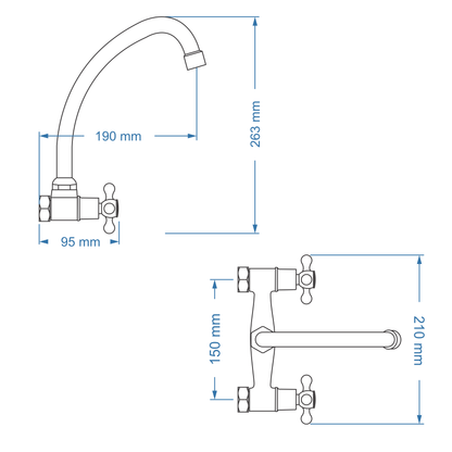 Sink Mixer Wall Type – Victory Icon Range, Conventional Kitchen Tap