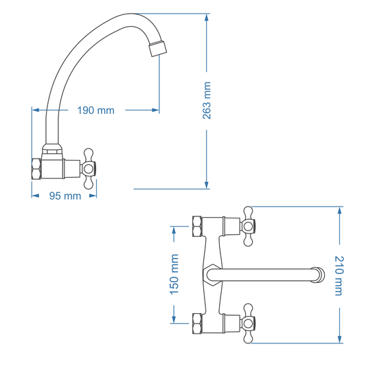 Sink Mixer Wall Type – Victory Icon Range, Conventional Kitchen Tap