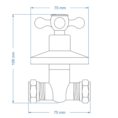 Undertile Stoptap 1/2" CxC – Victory Icon Range, Conventional Bathroom Tap