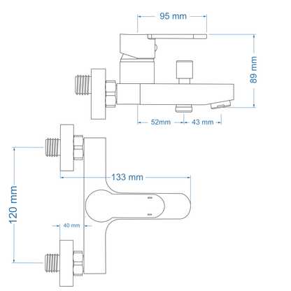 Bath Mixer – Venus Icon Range, Modern Bathroom Tap in Brushed Gun Metal Finish