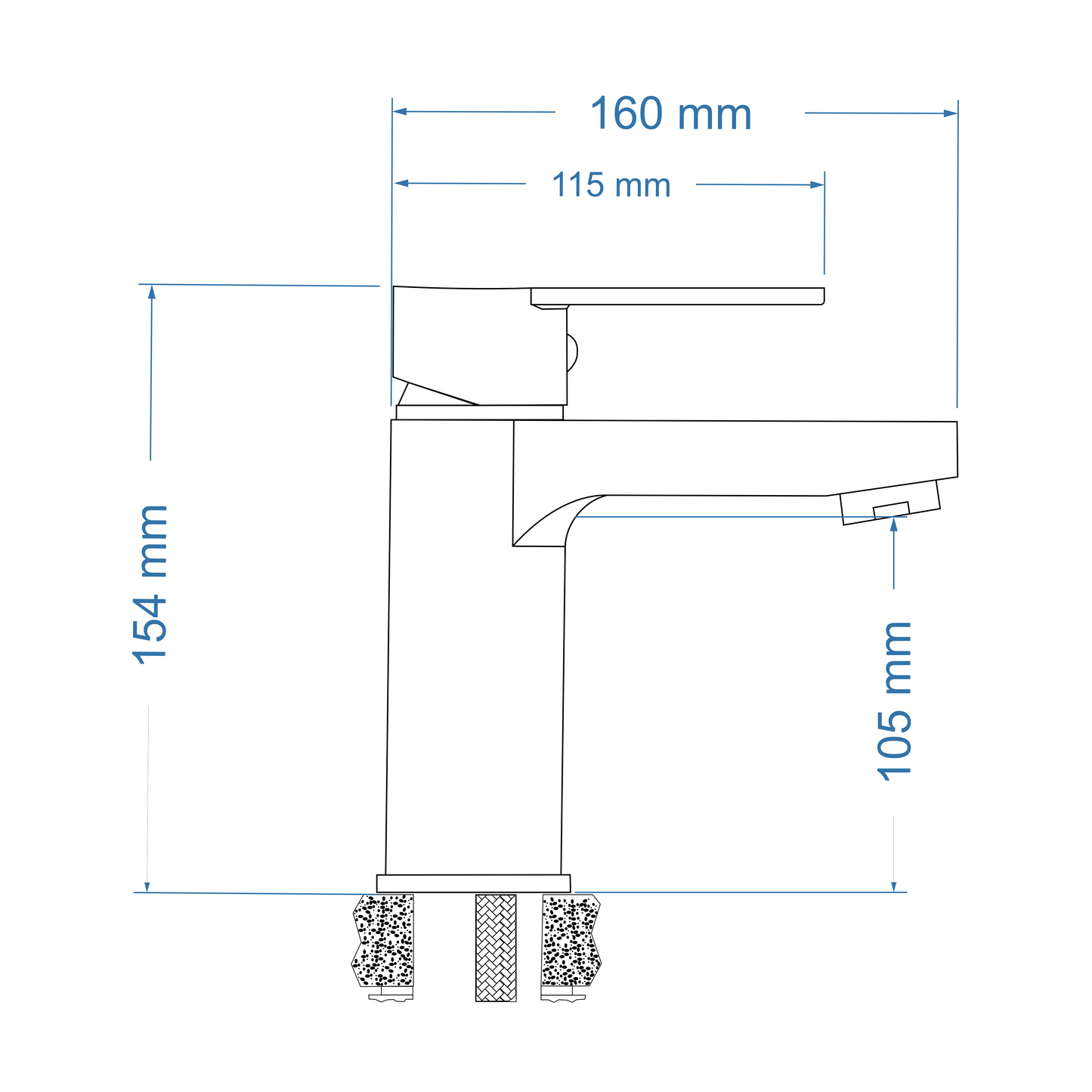Basin Mixer – Venus Icon Range, Modern Bathroom Tap, Matt Black Finish