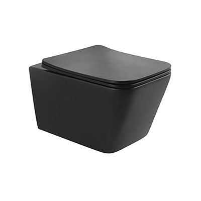 Wall-Hung Pan Ash – Square, Matt Black, Icon Premium Range, (L) 49cm | (W) 37cm | (H) 37cm
