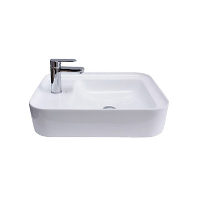 Basin Free Standing Cheryl – Ceramic, 1 Tap Hole, Icon Premium Range, White, (L) 50cm | (W) 40cm | (H) 14cm