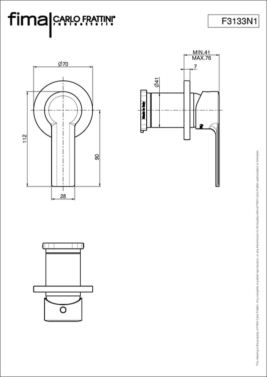 Shower/Bath Mixer/Concealed Mixer, Fima Mast Range, Polished Chrome Finish, DZR Brass