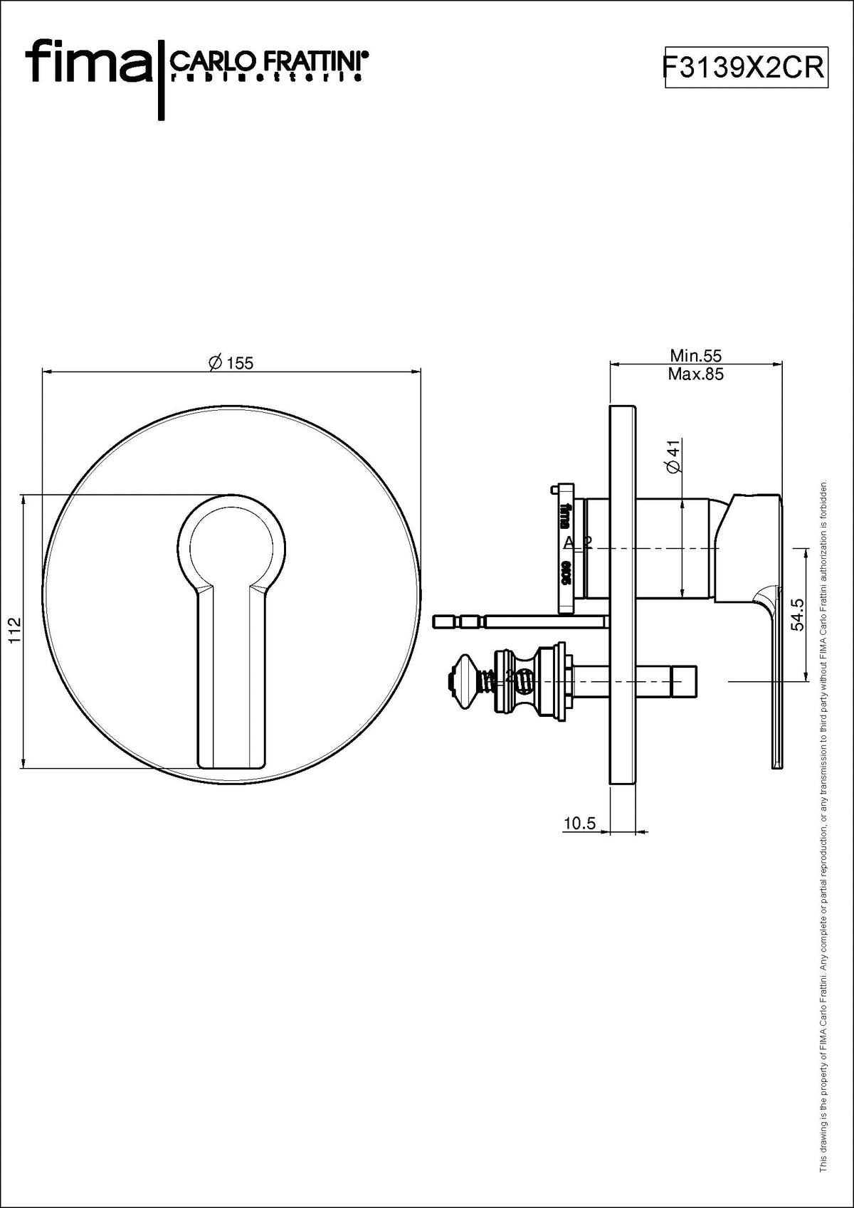 Shower/Bath Mixer/Concealed Divertor Mixer, Fima Mast Range, Polished Chrome Finish, DZR Brass