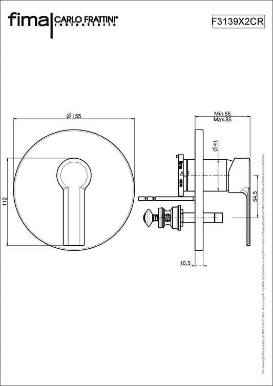 Shower/Bath Mixer/Concealed Divertor Mixer, Fima Mast Range, Polished Chrome Finish, DZR Brass