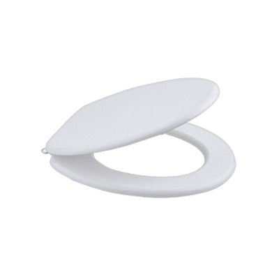 Toilet Seat - White Wooden with Chrome Plated Hinges, Premium Icon Range